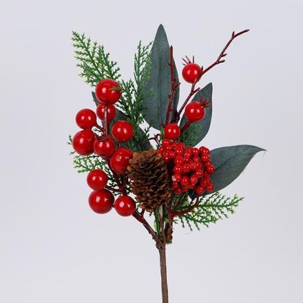 PICK WITH BIG AND SMALL BERRIES AND PINECONE, 29cm