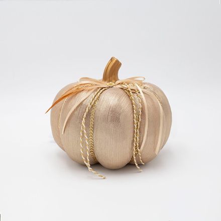 PUMPKIN, METALLIC DARK CHAMPAGNE, WITH FEATHER, 16x20cm