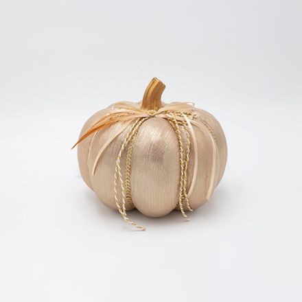 PUMPKIN, METALLIC DARK CHAMPAGNE, WITH FEATHER, 12x15cm