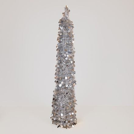 CONE WITH SEQUINS, SILVER, FOLDABLE 150cm
