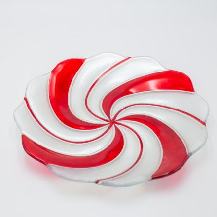 ΠΙΑΤΕΛΑ CANDY ΣΤΡΟΓΓΥΛΗ, ΑΣΗΜΙ ΚΟΚΚΙΝΟ, ΓΥΑΛΙΝΗ ΔΙΑΚΟΣΜΗΤΙΚΗ, 31.5cm