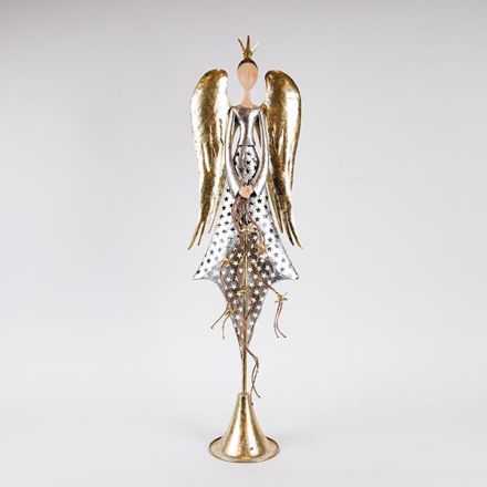 ANGEL WITH GOLDEN WINGS, METAL, 23.5x15.24x86.36cm