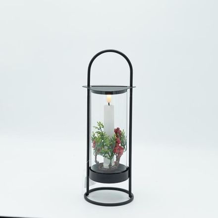 ΜΕΤΑΛΛΙΚΟ ΦΑΝΑΡΙ ΜΑΥΡΟ ΜΕ 1 ΚΕΡΙ, 10.50x30cm