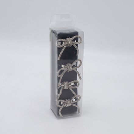 TOWEL RINGS, METAL, CHAMPAGNE BOW WITH STRAS, SET 4PCS, 5x4x4.5cm