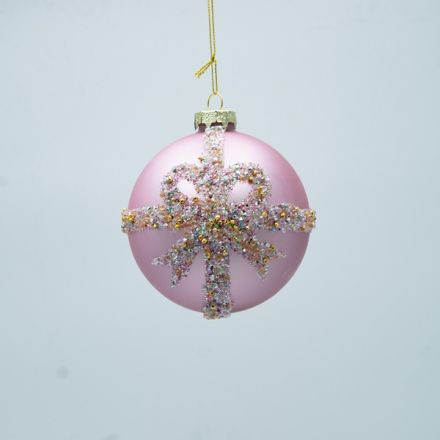 ΓΥΑΛΙΝΗ ΜΠΑΛΑ, ΑΠΑΛΟ ΡΟΖ ΜΕ ΣΑΜΠΑΝΙ ΦΙΟΓΚΟ, ΣΕΤ 4ΤΜΧ, 10cm