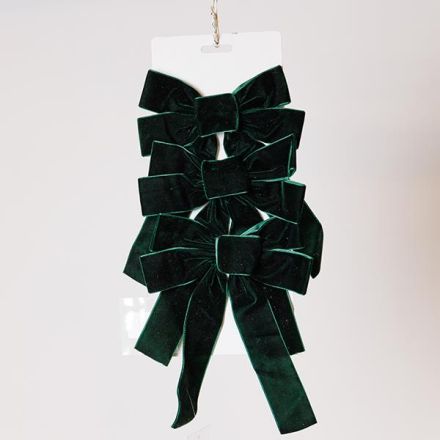 LITTLE VELVET BOWS, EMERALD GREEN, SET 3PCS, 16x24cm