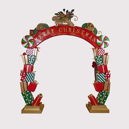 METALLIC ARCH WITH GIFTS AND CANDIES, 274x55x300cm