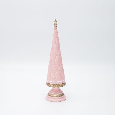 ΠΟΛΥΡΕΖΙΝ ΔΕΝΤΡΟ ΜΕ ΛΕΥΚΕΣ ΠΕΡΛΕΣ ΚΑΙ ΡΟΖ GLITTER, 6x24cm