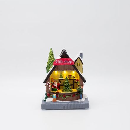 GIFT SHOP, WITH LIGHT AND MOVEMENT, BATTERY OPERATED, 13.5x9.2x17.4cm