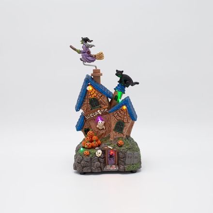 WITCH'S HOUSE, WITH LIGHT AND MOVEMENT, BATTERY OPERATED, HALLOWEEN, 13x11.7x23.9cm