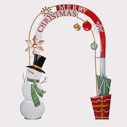 ΜΕΤΑΛΛΙΚΗ ΚΑΜΑΡΑ ΜΕ ΧΙΟΝΑΝΘΡΩΠΟ, MERRY CHRISTMAS, 216x50x286cm