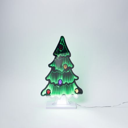 DECORATIVE MIRROR WITH LED TAPE, 193 LED, CHRISTMAS TREE 40x25cm, ADAPTOR, MULTI LED, LEAD WIRE 3m, IP44