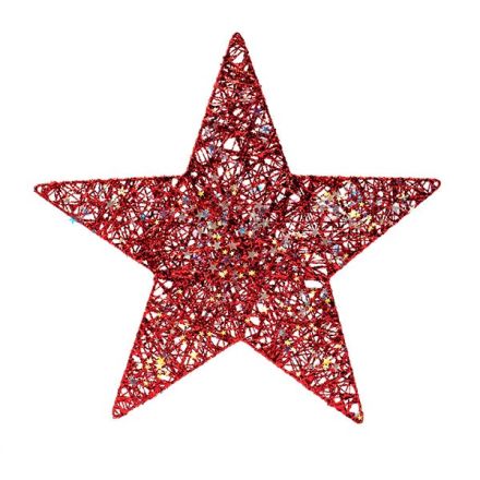 STAR WITH RED THREAD AND IRIDESCENT LITTLE STARS, 100cm