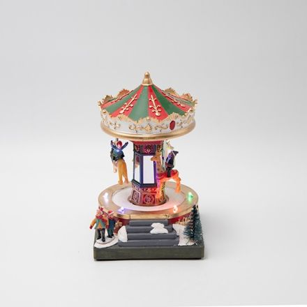 SMALL CAROUSEL, LIGHTED, BATTERY-OPERATED, 13x13x18.5cm