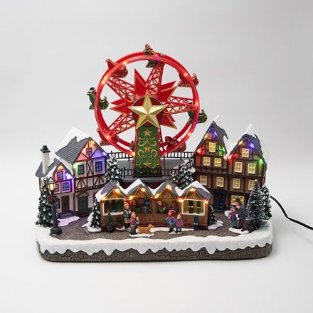 CHRISTMAS SQUARE, WITH FERRIS WHEEL, WITH TRANSFORMER, 40x21x31cm