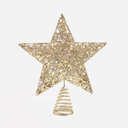 ΚΟΡΥΦΗ ΔΕΝΤΡΟΥ ΜΕ ΧΡΥΣΟ ΝΗΜΑ ΚΑΙ ΙΡΙΔΙΖΟΝΤΑ ΑΣΤΕΡΑΚΙΑ, 25x30cm