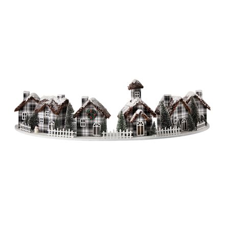 SEMICIRCULAR LIGHTED DECORATIVE, 16 LED, WITH HOUSES, 80x32x21cm