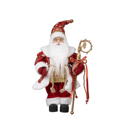 ΑΓΙΟΣ ΒΑΣΙΛΗΣ ΜΕ ΚΟΚΚΙΝΑ ΠΛΟΥΜΙΣΤΑ ΡΟΥΧΑ, 30cm
