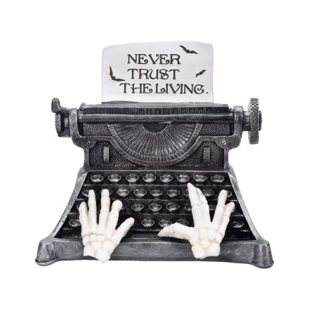 VINTAGE ΓΡΑΦΟΜΗΧΑΝΗ ΜΕ ΕΠΙΓΡΑΦΗ ''NEVER TRUST THE LIVING'', ΠΟΛΥΡΕΖΙΝ, 17x11.5x14.2cm