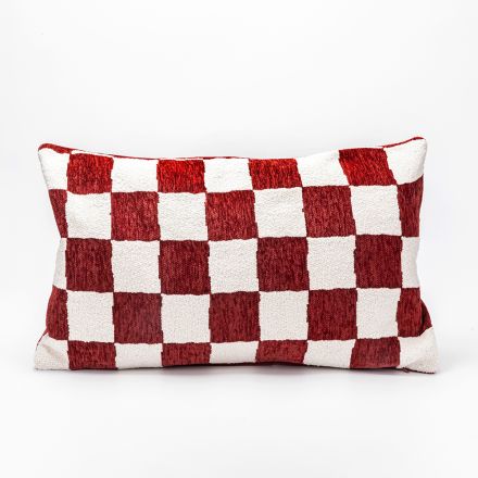 DOUBLE-SIDED JACQUARD PILLOW, RED AND WHITE CHECK, 30X50cm