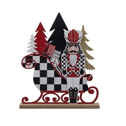 ΕΠΙΤΡΑΠΕΖΙΟ ΔΙΑΚΟΣΜΗΤΙΚΟ, ΚΑΡΥΟΘΡΑΥΣΤΗΣ ΜΕ ΕΛΚΗΘΡΟ, ΛΕΥΚΟ ΚΟΚΚΙΝΟ ΜΑΥΡΟ, 19x4x23cm