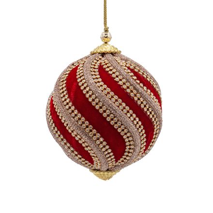 ΒΕΛΟΥΔΙΝΗ ΜΠΑΛΑ, ΚΟΚΚΙΝΗ, ΠΟΛΥΤΕΛΕΙΑΣ, ΜΕ ΧΡΥΣΕΣ ΛΩΡΙΔΕΣ, 10cm