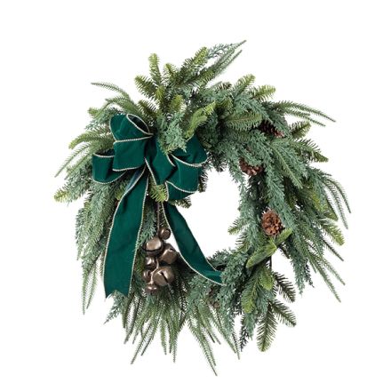 ΣΤΕΦΑΝΙ ΠΡΑΣΙΝΟ ΜΕ ΚΥΠΑΡΙΣΣΙ ΒΕΛΟΥΔΙΝΟ ΦΙΟΓΚΟ ΚΑΙ ΚΟΥΔΟΥΝΑΚΙΑ, 71cm