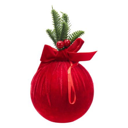 ΜΠΑΛΑ ΒΕΛΟΥΔΙΝΗ ΜΕ ΚΛΑΔΙ ΕΛΑΤΟΥ, BERRIES ΚΑΙ ΦΙΟΓΚΟ, ΚΟΚΚΙΝΗ, 15cm