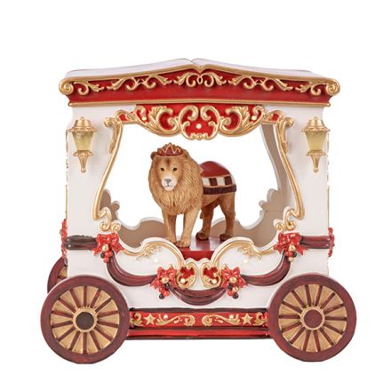 CIRCUS MANSION WAGON WITH LION, WITH LIGHT, MUSIC, AND MOTION, BATTERY OPERATED, 25x19x23.8cm