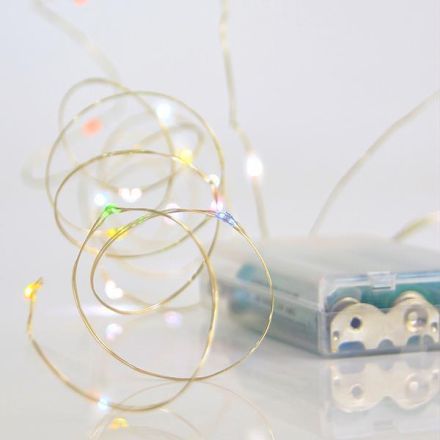 XMAS ΛΑΜΠΑΚΙ ΣΕΙΡΑ 20 MINI LED ΜΠΑΤΑΡΙΑΣ 3AA ΑΣΗΜΙ ΧΑΛΚΙΝΟ ΚΑΛΩΔΙΟ ΧΡΩΜΑΤΙΣΤΟ LED ΑΝΑ 10cm ΠΑΡΟΧΗ 10cm IP20