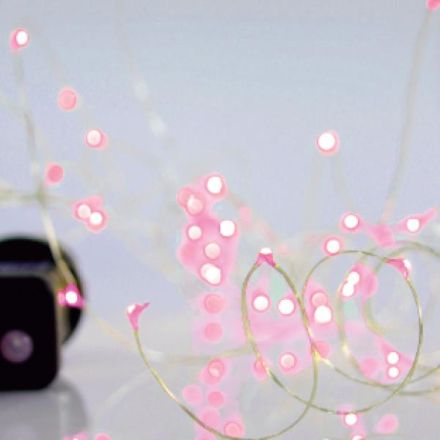 ΣΕΙΡΑ, 100 MINI LED, ΜΕΤΑΣΧΗΜΑΤΙΣΤΗΣ, 8 ΠΡΟΓΡΑΜΜΑΤΑ, ΑΣΗΜΙ ΧΑΛΚΙΝΟ ΚΑΛΩΔΙΟ, ΡΟΖ LED ANA 10cm, ΠΡΟΕΚΤΑΣΗ ΠΑΡΟΧΗΣ 5m, ΙΡ44