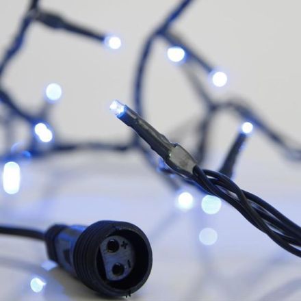 ΣΕΙΡΑ, 100 LED 3mm, 31V ΜΕΤΑΣΧΗΜΑΤΙΣΤΗ, 4 ΕΠΕΚΤΑΣΕΙΣ ΕΩΣ 3 ΣΕΤ, ΠΡΑΣΙΝΟ PVC ΚΑΛΩΔΙΟ, ΜΠΛΕ LED ΑΝΑ 5cm, ΙΡ44