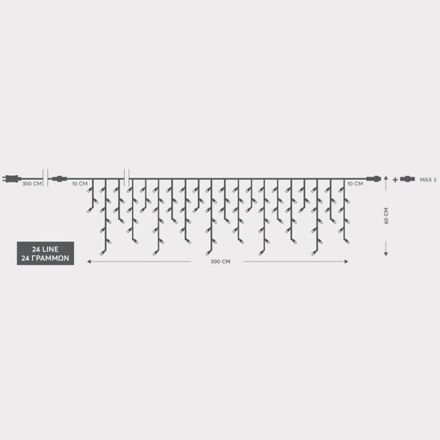 ΒΡΟΧΗ, 288 LED 3mm, 36V ΜΕΤΑΣΧΗΜΑΤΙΣΤΗ, 4 ΕΠΕΚΤΑΣΕΙΣ ΕΩΣ 3 ΣΕΤ, ΔΙΑΦΑΝΟ PVC ΚΑΛΩΔΙΟ, ΛΕΥΚΟ LED (H60 x W600cm, 5/7/5/7), ΠΡΟΕΚΤΑΣΗ ΠΑΡΟΧΗΣ 3m, ΙΡ44