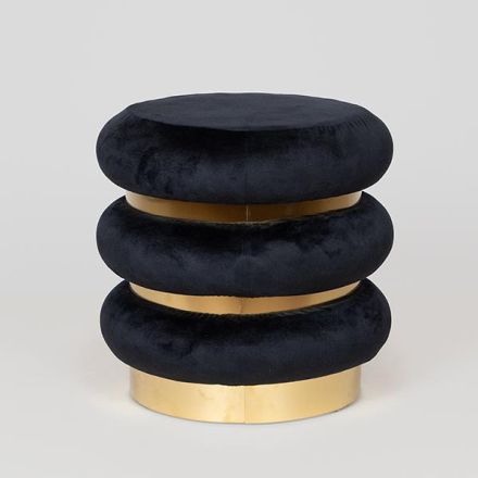 STOOL VELVET BLACK-GOLD 41x41x40cm