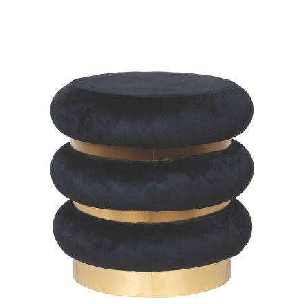 STOOL VELVET BLACK-GOLD 41x41x40cm