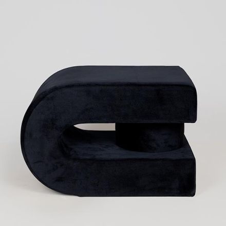 STOOL VELVET BLACK 60.5x40x40cm