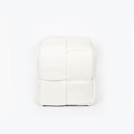 STOOL CURLY FABRIC WHITE KNITTED DESIGN 38x38x40cm