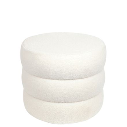 STOOL CURLY FABRIC WHITE 48x48x39cm