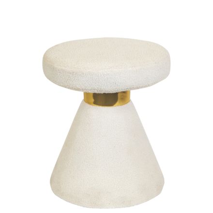 STOOL CURLY FABRIC WHITE CONIC BASE 42x42x49cm