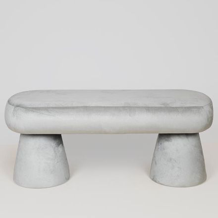 BENCH VELVET GREY 98x37x40cm