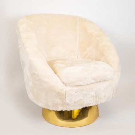 ARMCHAIR VELVET WHITE GOLD BASE 79x72x81cm