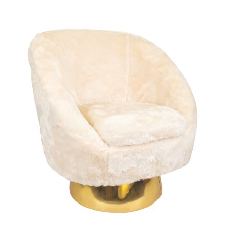 ARMCHAIR VELVET WHITE GOLD BASE 79x72x81cm