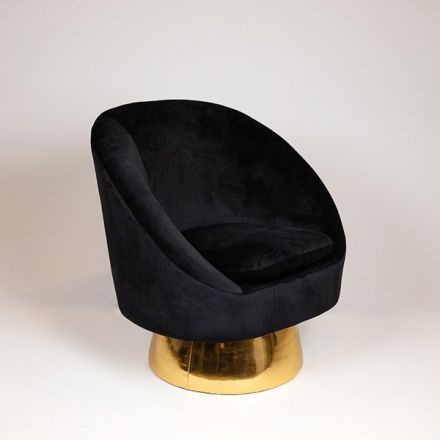 ARMCHAIR VELVET BLACK GOLD BASE 79x72x81cm