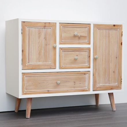 CONSOLE WOODEN WHITE - NATURAL 90x33,5x72cm