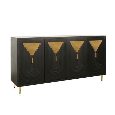 SIDEBOARD WOODEN BLACK GOLD METAL LEGS 152x40x80cm