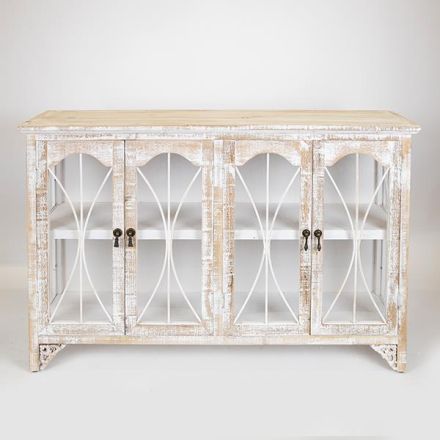 CABINET WOODEN VINTAGE WHITE 121x32x78cm
