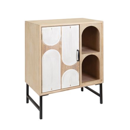 CABINET WOODEN NATURAL - WHITE 60x36x80.50cm