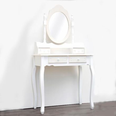 BOUDOIR WITH MIRROR WOODEN WHITE 75x40x140.5cm