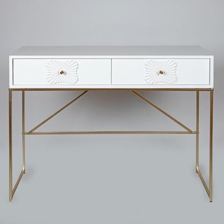 CONSOLE WOODEN WHITE WITH METALLIC GOLD LEGS 100x39x77cm