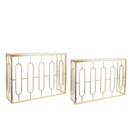 S/2 CONSOLE METAL GOLD WITH GLASS TOP 107x35x79.5cm / 102x29.5x71cm